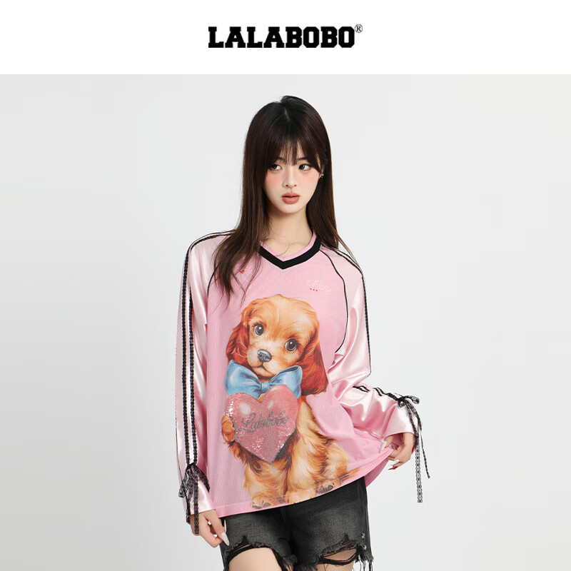 拉拉波波【快乐护卫队系列】LALABOBOT恤25年秋新款原创长袖印花上衣 M