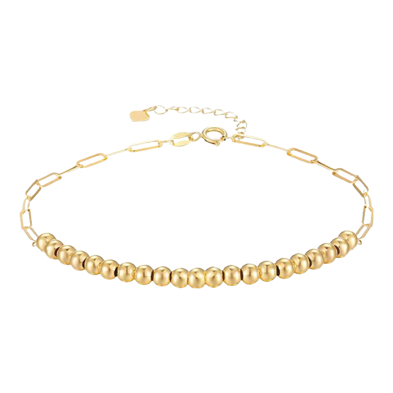 千葉珠寶 18K金手鏈 經(jīng)典圓珠百搭手飾手鏈新款送女友紀(jì)念日新年禮物 18k金手鏈 鏈長約19cm