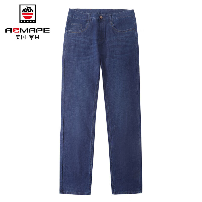AEMAPE苹果牛仔裤男春夏款弹力中老年秋冬牛仔长裤高腰深档直筒宽松男裤 5155浅蓝 薄-款 29 （2尺2腰围73.5CM)