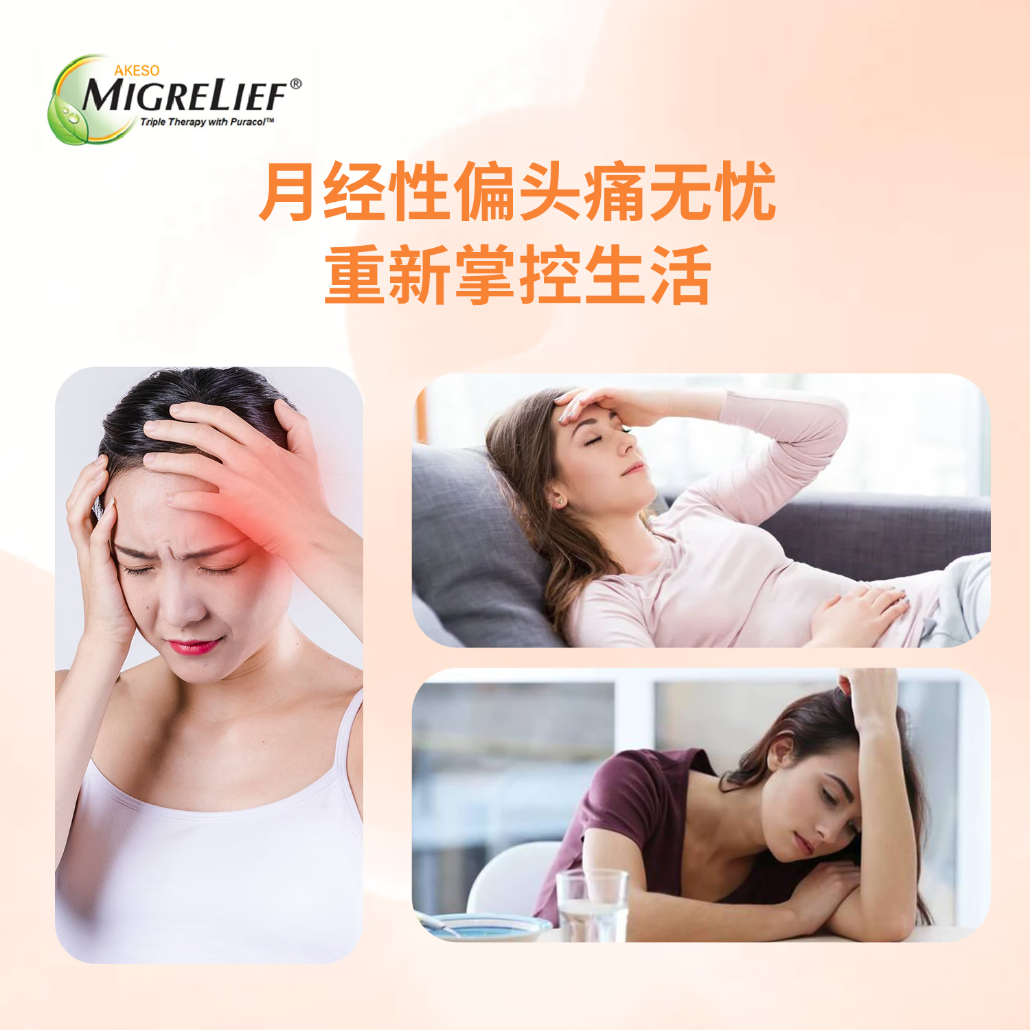 MigreLief美国进口迈立疏镁补剂小白菊预防缓解月经性舒缓偏头痛头疼头晕 舒缓偏头痛头疼头晕 60粒*1瓶