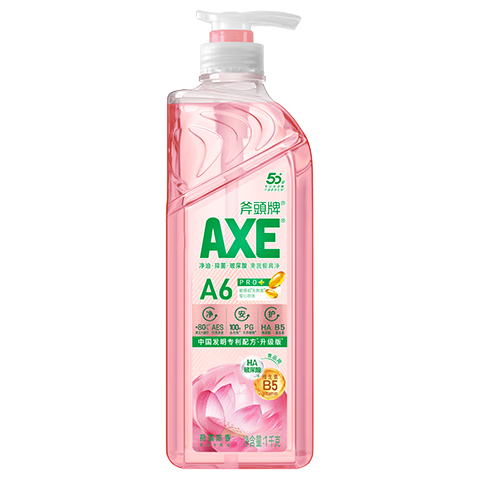 斧頭牌（AXE）荷露陳香玻尿酸維生素B5護(hù)膚洗潔精1kg果蔬安心洗清潔力+80%