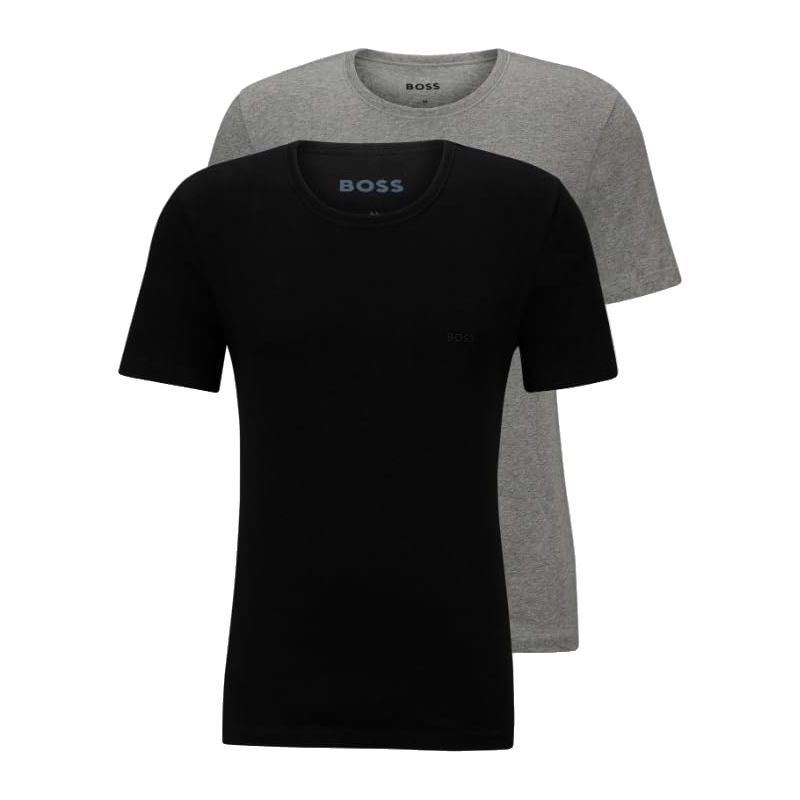 BOSS男士純棉短袖T恤 男裝上衣 運動衫 經(jīng)典徽標 內(nèi)搭打底衫 三件裝 亮白色 淺卵石灰色 土壤黑色 Medium