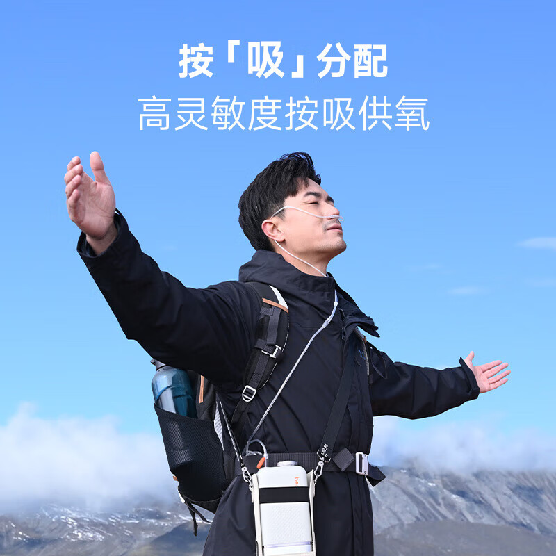 倍益康便携制氧机孕妇专用氧气机吸氧机老人家用C6-A 【到手1电池】雾灰色