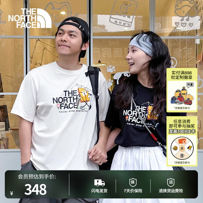 北面（The North Face）男女同款TDC印花系列短袖T恤户外透气25春夏新款|8GZ8 JK3/宇宙黑 S (165)