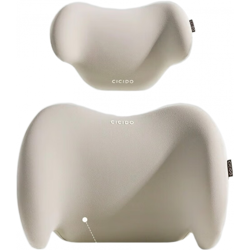 夕多（cicido）女司機開(kāi)車(chē)專(zhuān)用護頸枕汽車(chē)座頸枕靠枕主駕駛車(chē)用頭枕 米色-【舒適套裝】-工學(xué)面率護腰