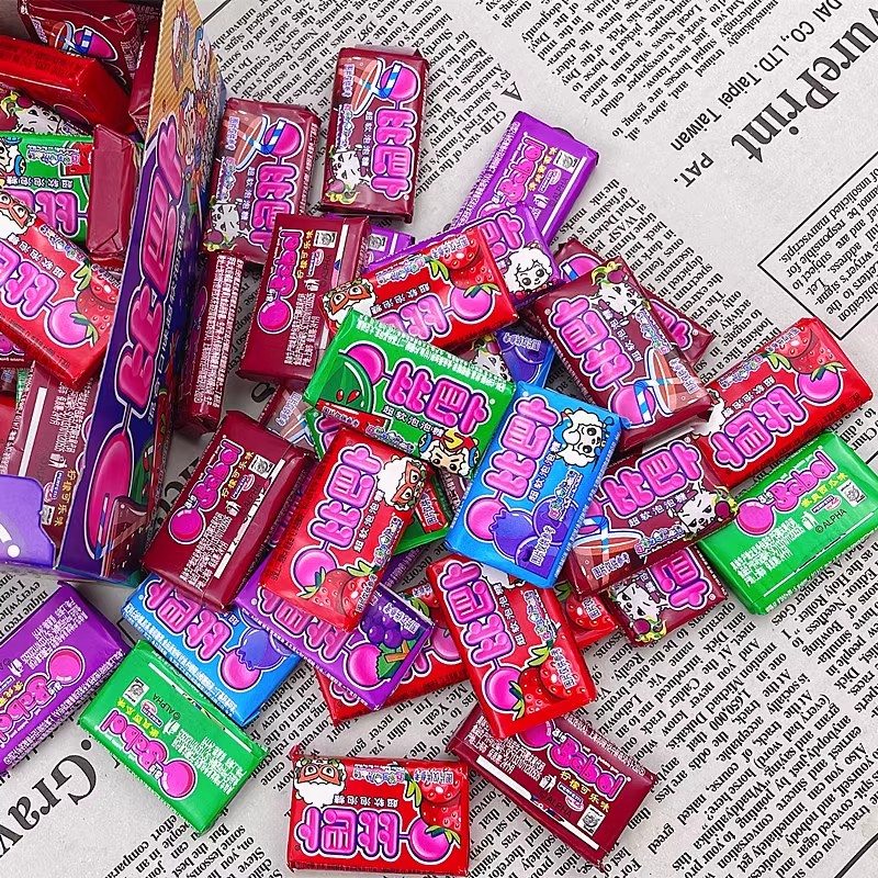 比巴卜超软泡泡糖160粒混合水果口味糖果桶装680g口香糖 比巴卜泡泡糖