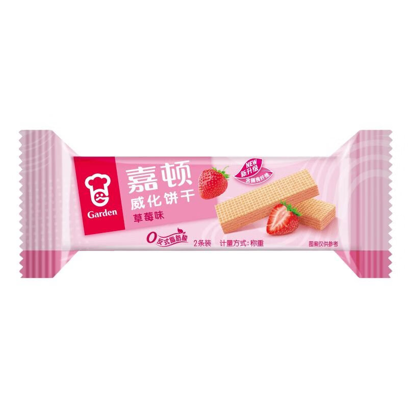 嘉顿 威化散装500g花生味巧克力五味办公休闲小零食西式 夹心饼干 散装草莓味/一斤装27包