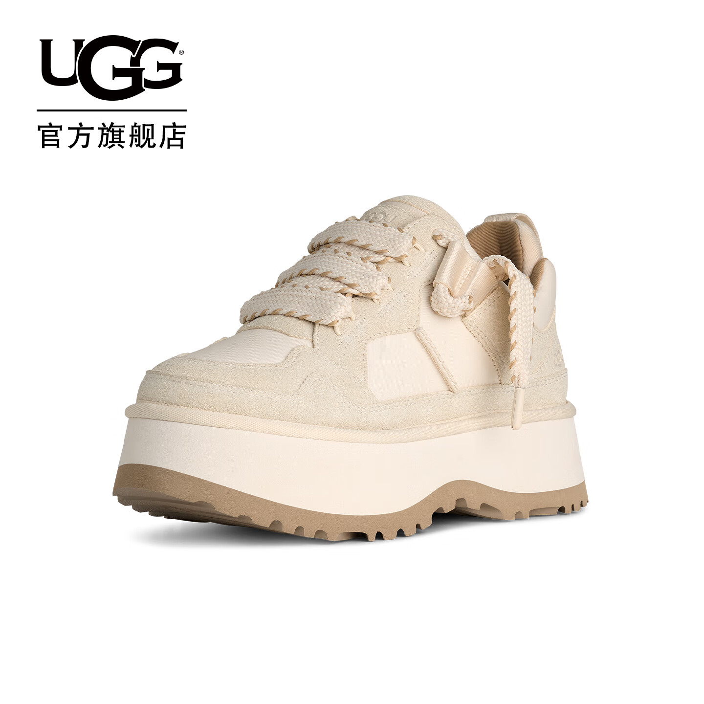 UGG春季女士时尚舒适拼色厚底双系带低帮圆头休闲鞋 1171541 JSM | 茉莉白 41 尺码偏小，建议拍大一码