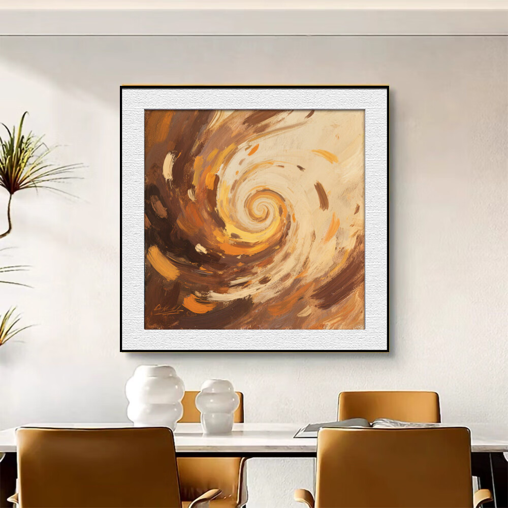 画百将抽象原创手绘油画客厅装饰画正方形餐厅挂画高级感玄关画轻奢