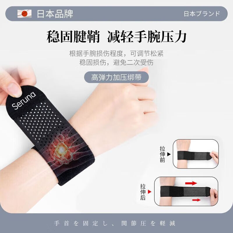 通用tfcc医用护腕 夏天 日本护腕腱鞘扭伤疼劳损护手腕护套男女关节 单只【轻薄材质 云感加压】幻影黑
