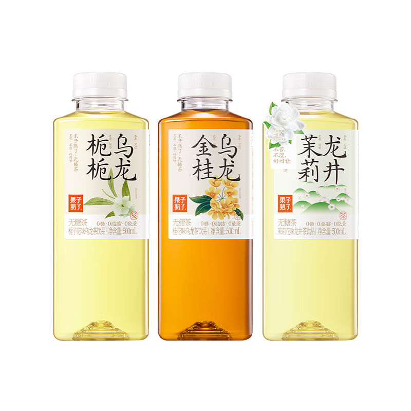 果子熟了 无糖茶 混合口味 茶饮料 0糖0脂肪0能量 500mL*12瓶整箱