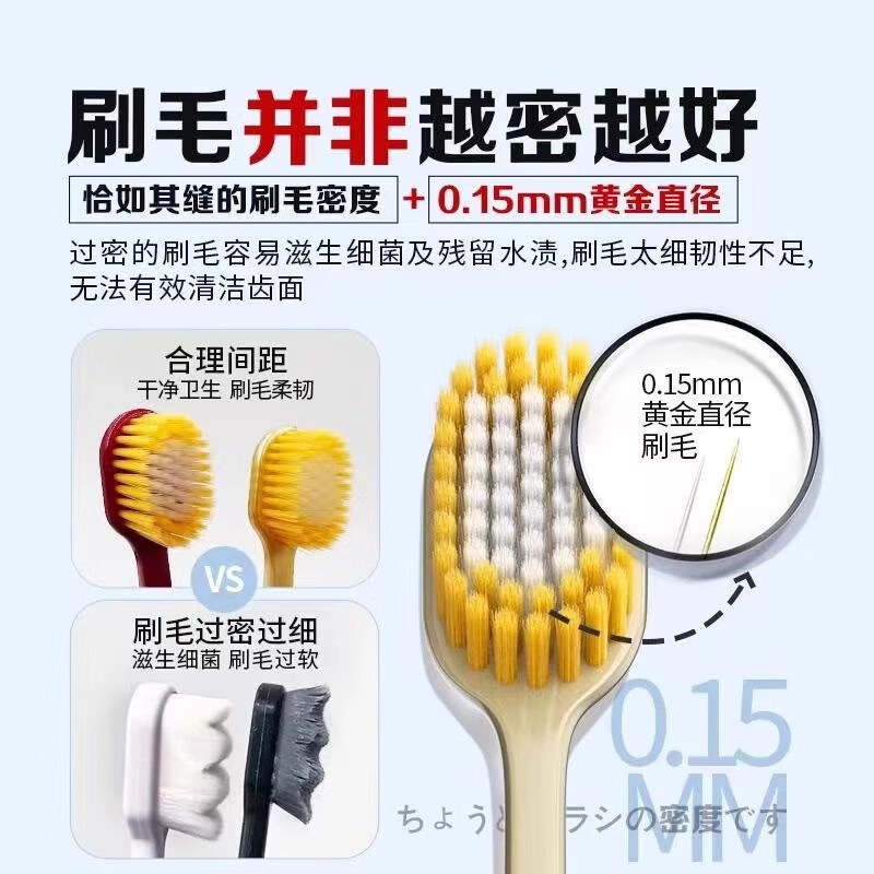 CCOKIO日本宽头65孔牙刷软毛酷优客成人家用男女士专用正品家庭装 65孔羽感宽头牙刷 1盒 4支 /盒 4支