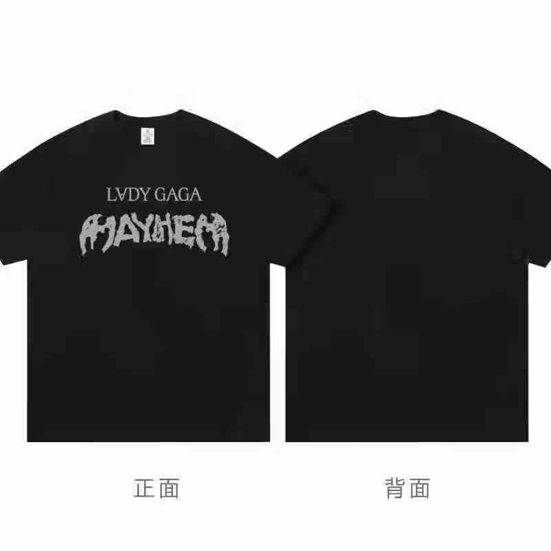 皇古迪2025 lady gaga新加坡演唱会门票应援周边衣服同款短袖t恤纯棉 黑色一 M
