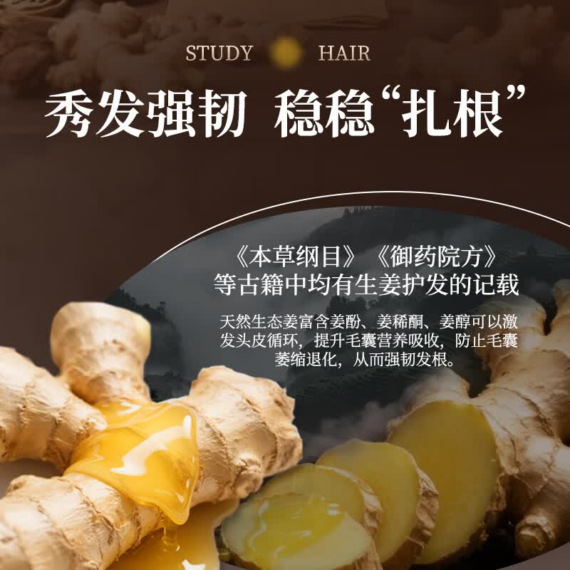 弥发 姜根强韧丰盈洗发露生姜洗发水强韧发根防断中干性蓬松洗发水 3瓶巩固装【强韧发根】生姜精华洗发水