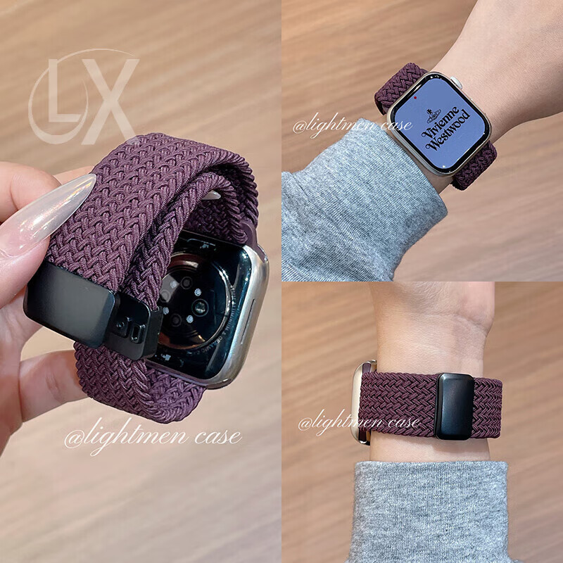 适用苹果iwatch9手表S10表带applewatchS11表带尼龙编织789磁吸SE 新星光红点星光 适用ultra1/2/3 49mm