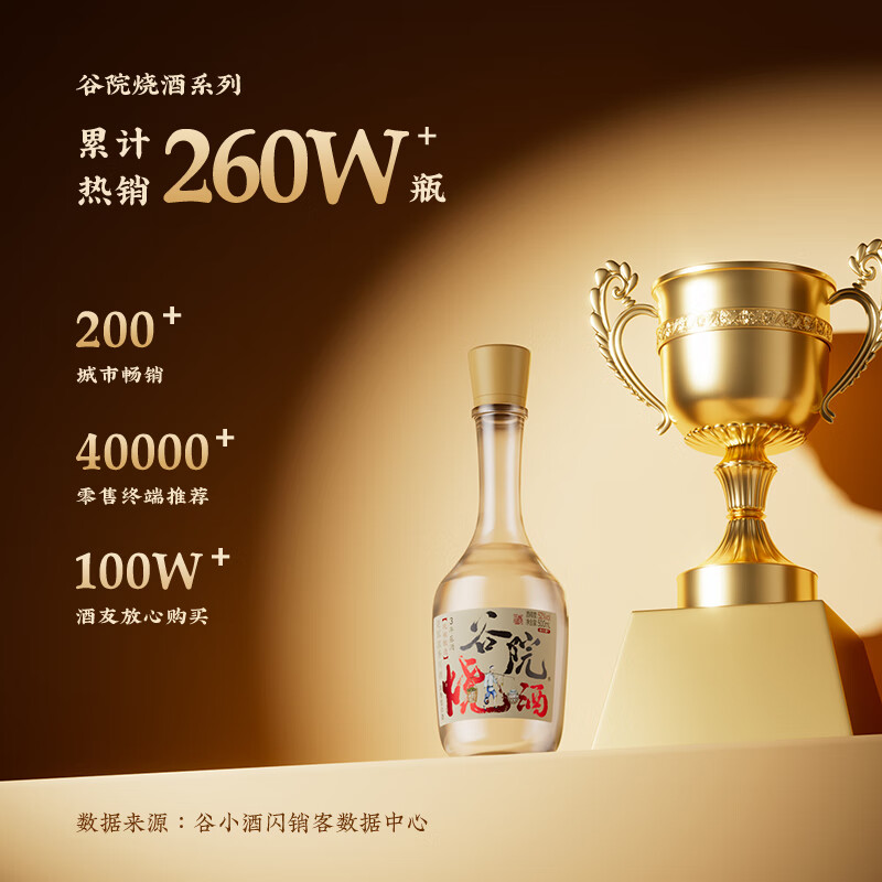 谷小酒52度川派浓香白酒 固态纯粮酿造 粮食酒口粮酒聚会自饮 谷院光瓶 52度 500mL 1瓶 【试饮装】