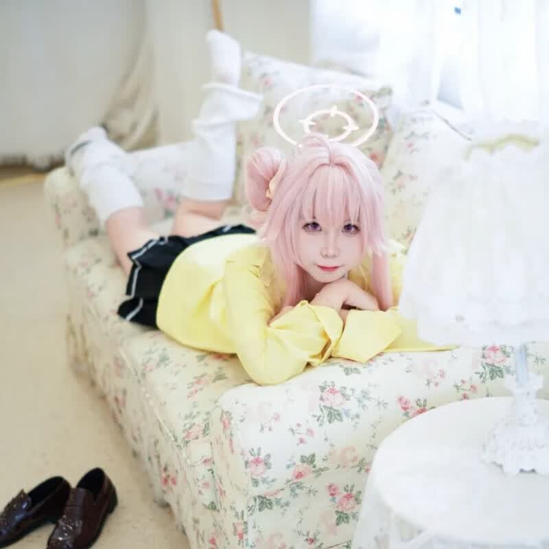 班达熊柚鸟夏cos服碧蓝档案i和纱乐队cosplay动漫角色扮演卡通周边c服 柚鸟夏假发+发网(均码) 4XL