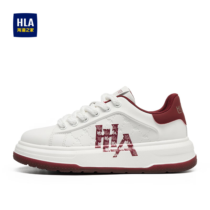 海澜之家男鞋春季2026新款经典板鞋男低帮男士休闲鞋增高小白鞋软底鞋子男 白红色 39