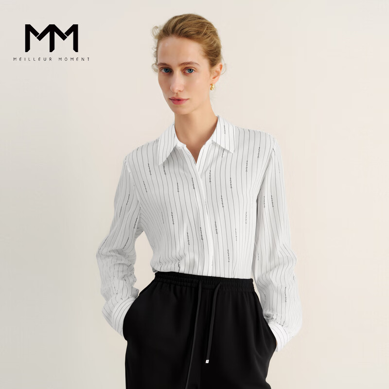 麦檬【云白衫】MM商场同款24年春新品100%桑蚕丝衬衫百搭 本白色 S