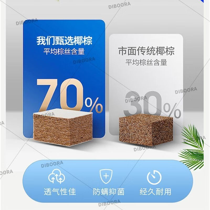 DIBOORA软床垫加硬神器超薄床垫硬垫子椰棕偏硬护腰护脊席梦思变硬板床垫 6.5cm厚针织白-中硬护脊乳胶椰棕 0.8*2.0米