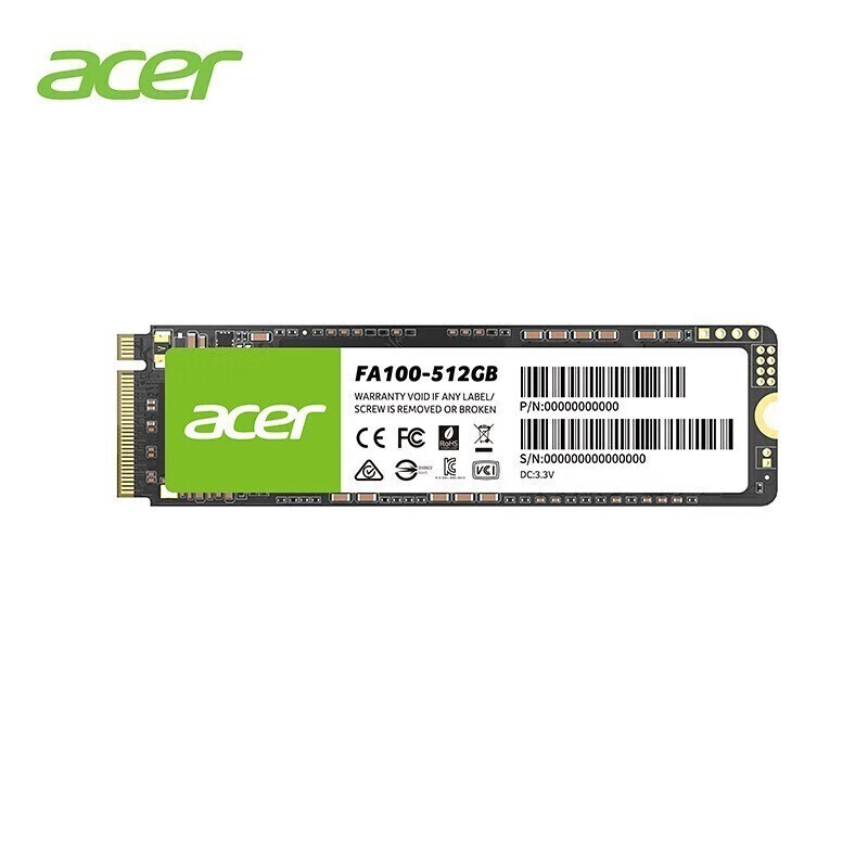 宏碁（acer）宏碁 FA100200 SSD固态硬盘PCle3.0 4.0 M.2固态笔记本 1新疆包邮 FA200PcIe4.04T见分类 512GB