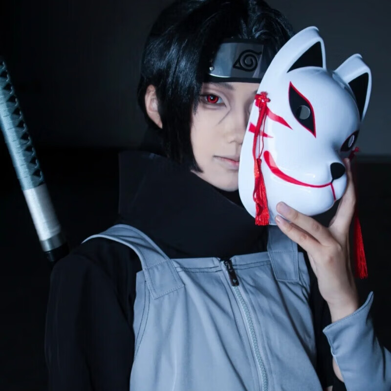班达熊暗部鼬cos服火影忍者卡卡西动漫cosplay角色扮演晓组织二次元c服 暗部鼬假发+发网(均码) S