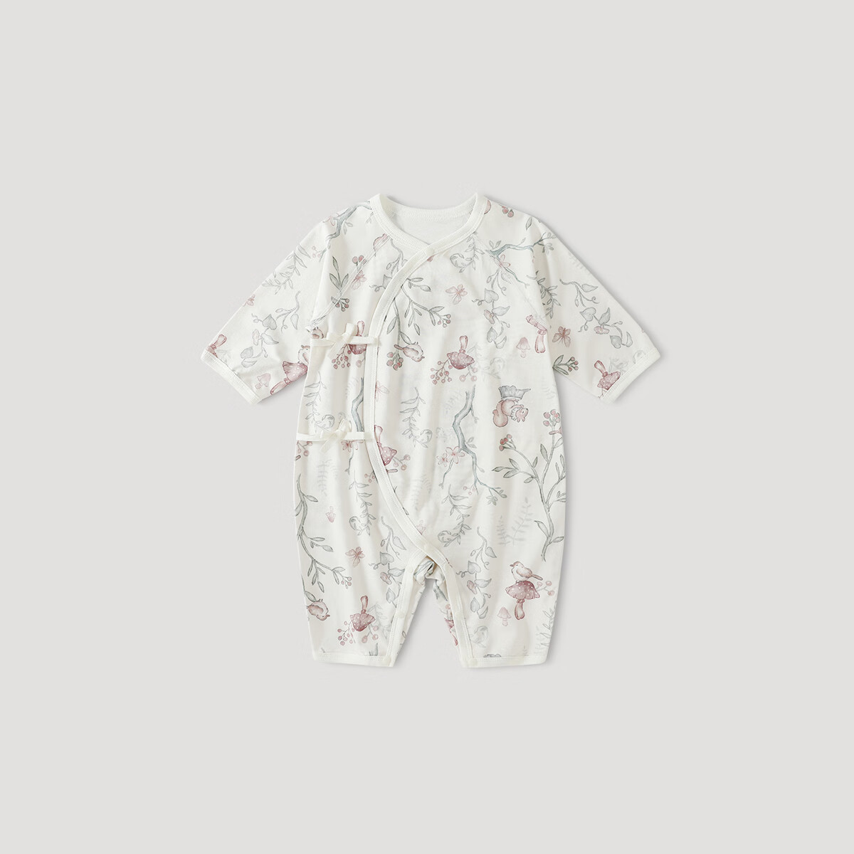 巴厘小猪宝宝连体衣夏季薄款空调服新生儿哈衣爬服夏天莫代尔长袖婴儿衣服 浅风栖林 59cm