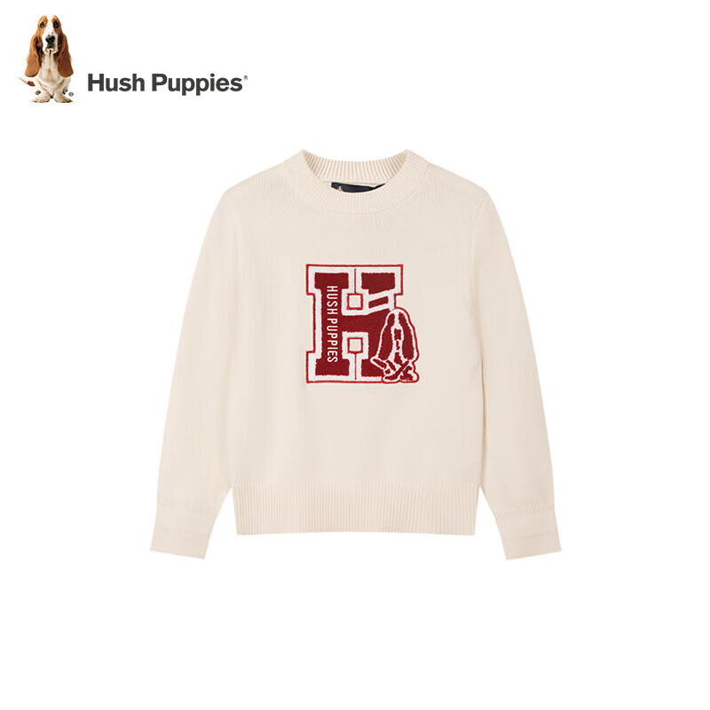 暇步士（Hush Puppies）【拜年服】童装儿童男女大童春秋新款舒适新年红色百搭线衣 经典红 170