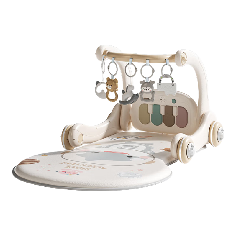盟石嬰兒見(jiàn)面禮物腳踏鋼琴健身架0-6個(gè)月新生兒實(shí)用高檔寶寶0-1歲玩具 【升級充電套裝】太空鯊魚(yú)【冰絲墊+4合1禮盒款】 一周歲/百天/初生兒實(shí)用禮物【活石&盟石】聯(lián)合出品