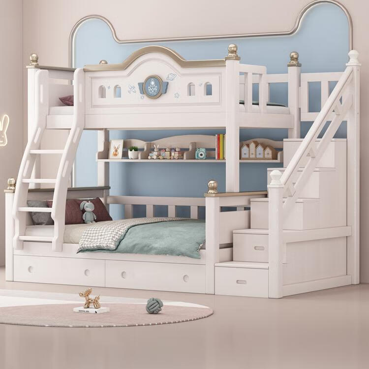 七彩人生上下床雙層床全實(shí)木高低床小戶型多功能兒童床上下鋪雙層床 火箭單下床無(wú)上鋪不包上樓不包 1200mm*2000mm