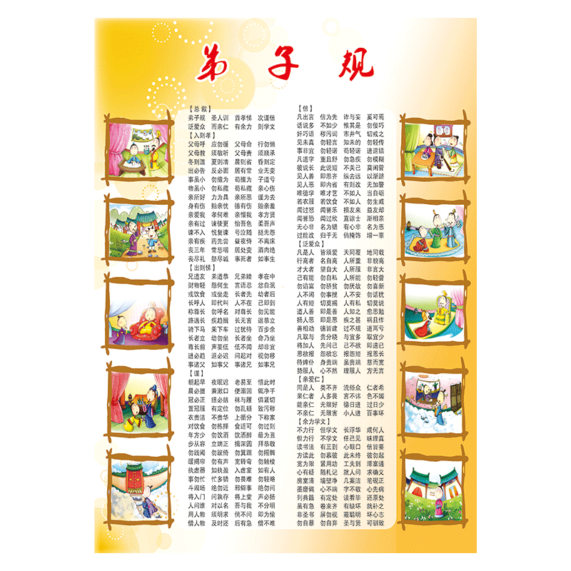 中华国学教育挂图中国传统文化展板宣传画海报弟子规三字经贴画scm s