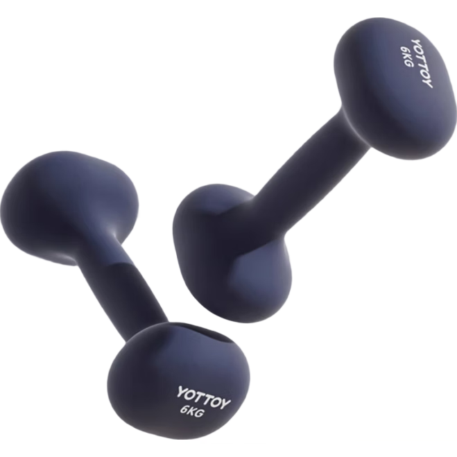 yottoy浸塑哑铃男士女士家用健身器材宿舍力量训练肌肉塑形 暗黑蓝6kg*2