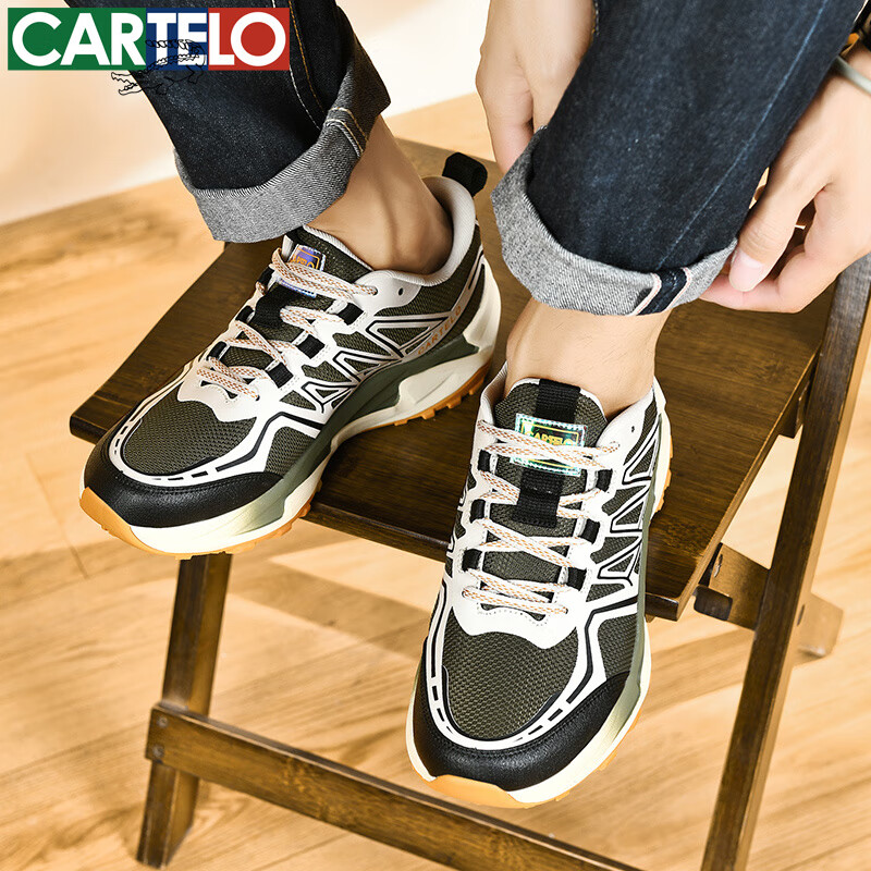 卡帝乐鳄鱼鞋子男鞋秋季潮流网面男士休闲鞋商务平底百搭运动板鞋 青灰[透气款]QH3371 40