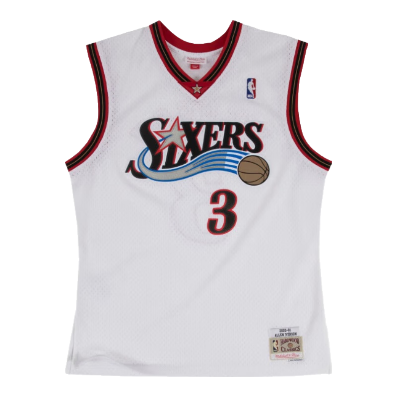 NBA官方Mitchell&Ness76人艾弗森球衣00-01赛季球迷版复古运动背心 白色1 XL