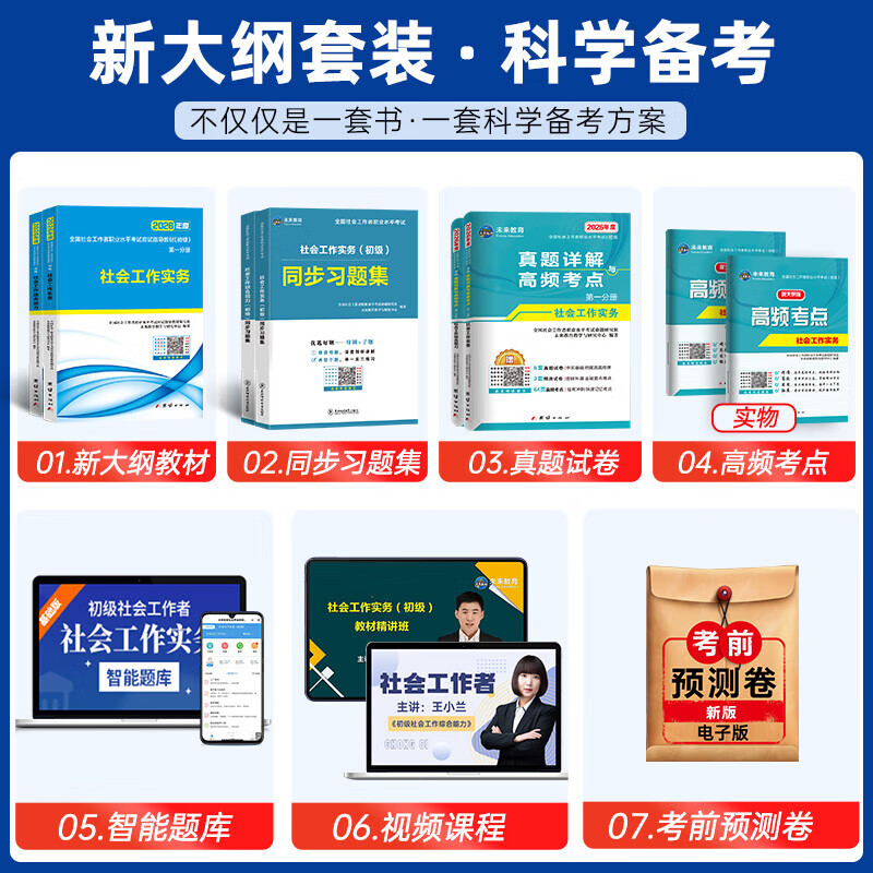 【2026新大纲版】未来教育 初级中级社工考试 社工中级2026初级中级习题集+历年真题+押题模拟试卷 综合能力+实务+法规与政策 助理社工师可搭配官方教材 【初级社工】教材+试卷+习题+考点+精讲课