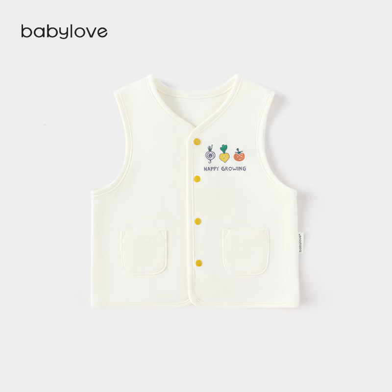babylove【清仓】【安心柔】婴儿马甲纯棉小马褂春秋男女宝宝宝外搭背心 知蔬达理-维他黄 73 cm