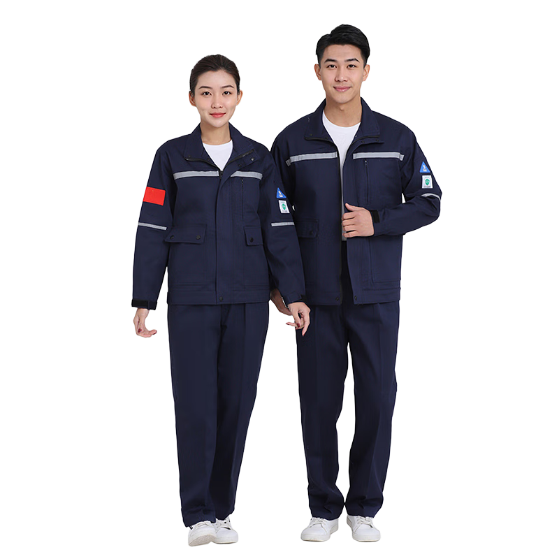 胜丽（SHENGLI） 耐酸碱分体式工作服带反光条 藏蓝色 L码 NS104Z