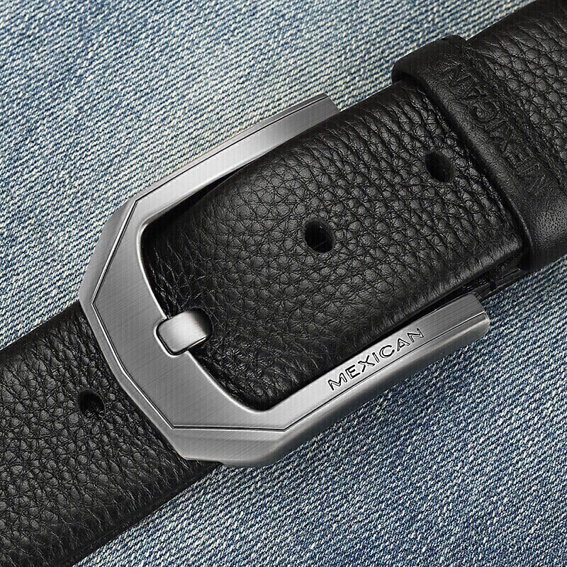 稻草人男士皮带针扣式真头层牛皮商务腰带休闲裤带生日礼物送父亲老公