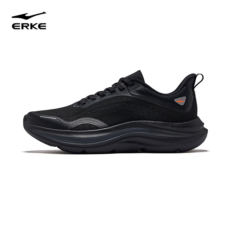 鸿星尔克（ERKE）云动跑步鞋男夏季新款网面透气跑鞋轻便运动鞋软底减震男鞋子男 正黑 39