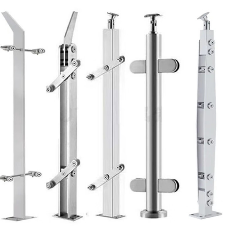 维诺亚圆方钢管立柱楼梯立柱玻璃扶手栏杆护栏大刀片扁钢立柱定制