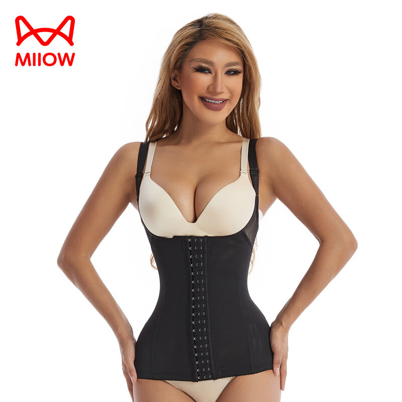 猫人（MiiOW）塑身上衣女收腹束腰大码吊带塑身背心欧美美体塑身衣 黑色-吊带背心款 S