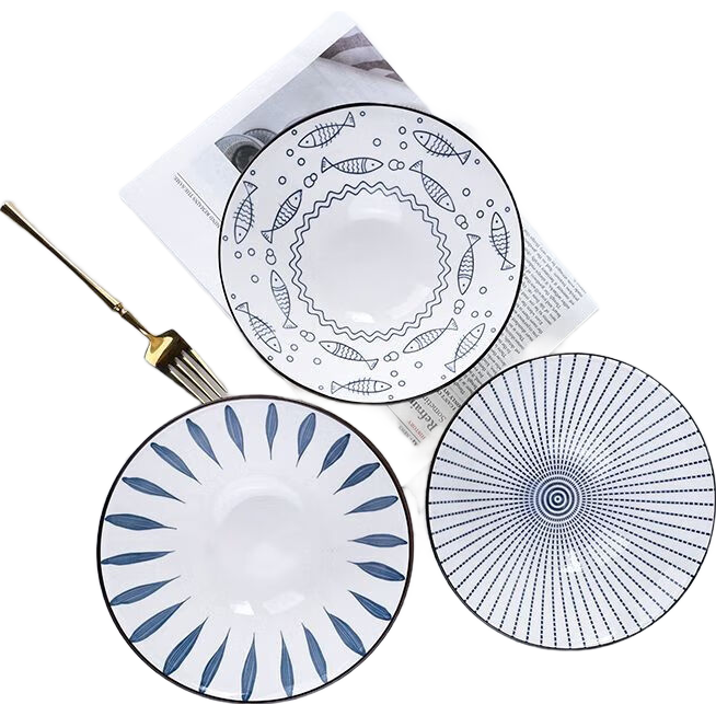 日式拉面碗大碗泡面碗家用网红餐具8斗笠瓷碗面馆斗笠汤碗陶瓷碗 款式随机 8英寸斗笠碗【1个装】