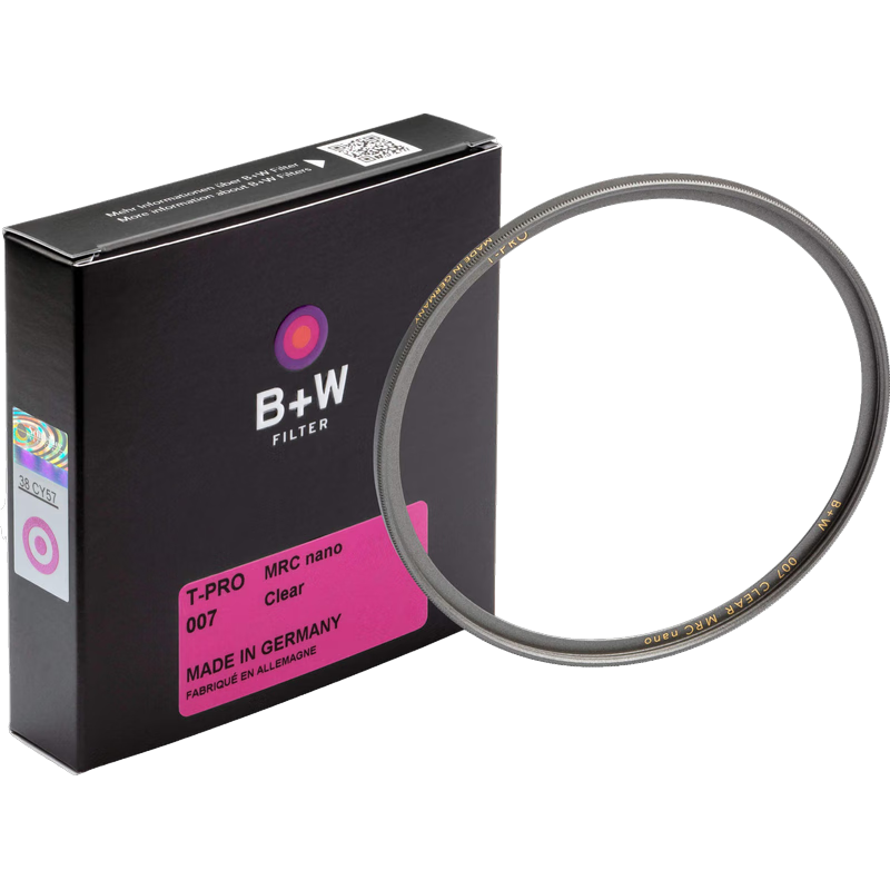 B+W 透明摄影镜头滤镜 67mm口径 UV镜 超薄钛金属镜框T-PRO 16层多重防护 纳米镀膜 单反相机镜头适用 67mm