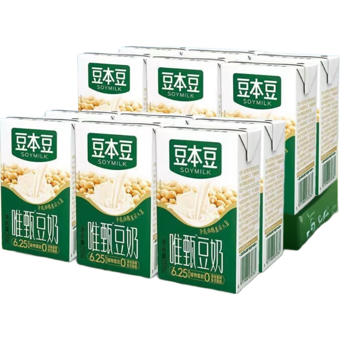 豆本豆唯甄豆奶250ml 2.5g植物蛋白饮料儿童营养学生早餐奶批发 唯甄原味豆奶250ml*3盒