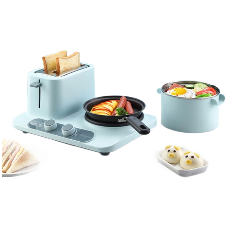 東菱（Donlim）【國(guó)家補(bǔ)貼】三明治機(jī)早餐機(jī)多功能輕食烤面包機(jī) 電煮鍋 多士爐DL-3405（晴空藍(lán)）