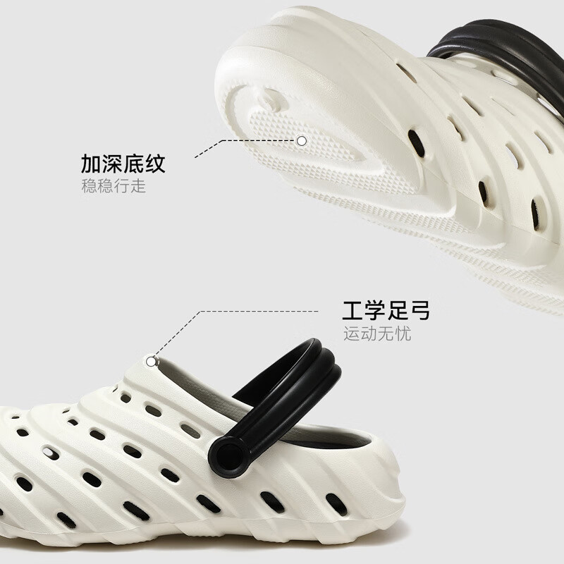 【精选】户外洞洞鞋男款夏外穿2025新款踩屎感厚底防滑防臭海边沙 黑紫 42 -43