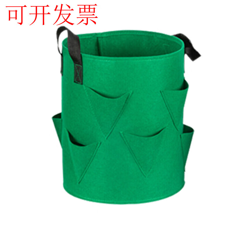 草莓種植袋加厚無紡布美植袋植樹袋家庭陽臺種菜袋育苗袋多肉花盆 綠色5gallon25*30CM3口