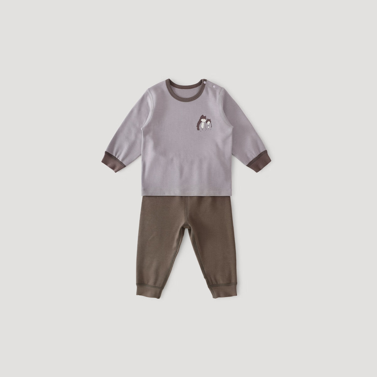 巴厘小猪保暖内衣儿童套装秋冬加厚保暖女宝宝睡衣婴幼儿衣服男童秋衣秋裤 灰风铃紫 90