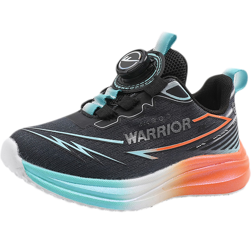 回力（Warrior）儿童篮球鞋旋钮扣跑步鞋男童四季运动鞋 WZ-B797T 黑青 37