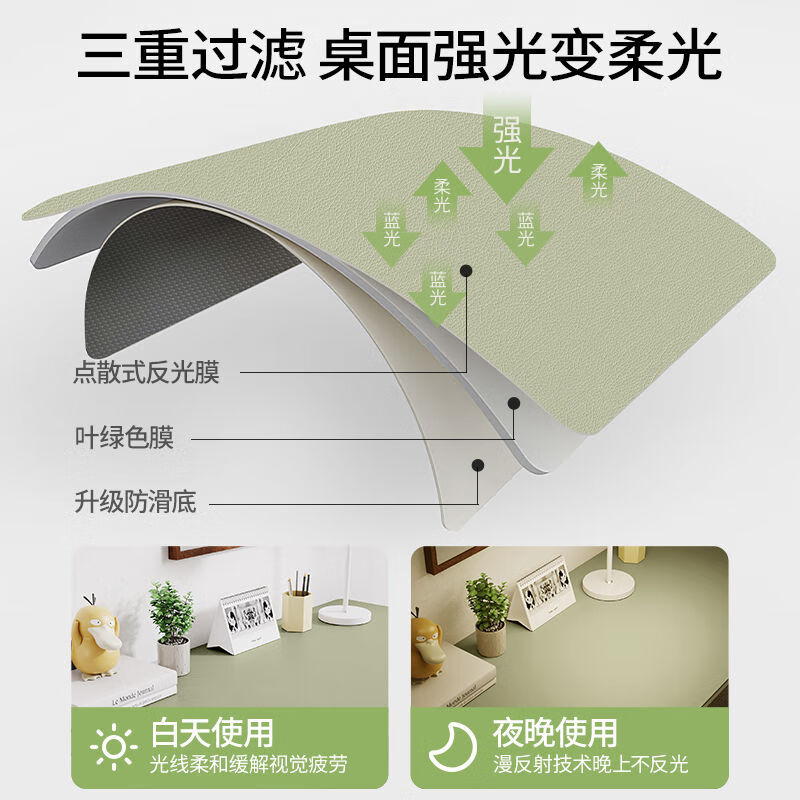 贝悦书桌垫学生护眼桌垫子儿童学习专用写字台面保护垫防水防污可擦洗 茉香奶绿【任意污渍皆可擦】 60*120CM